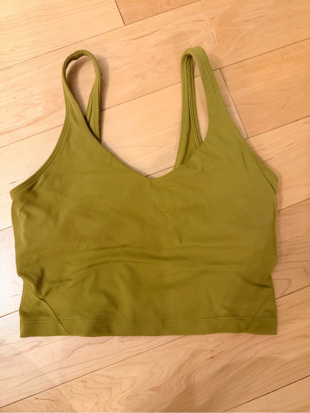 Lululemon Align Tank Top Size 6 Olive Yellow Green Crop Shelf Bra Nulu